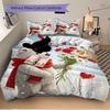 3pcs Anime Cartoon Bear Bedding Set - Includes One Quilt Cover and Two Pillowcases (No Core) - Festive Gift for Bedroom Decor - Polyester Fa