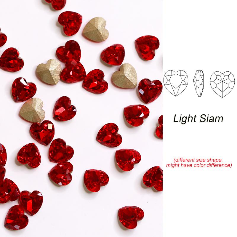 Paso Sico Heart Shaped Point Back Rhinestones Pink MO Loose Crystal Beads Garment Shoes Diy Nail Art Accessories
