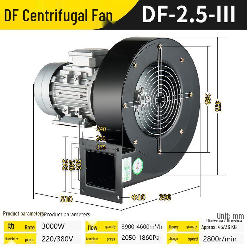 High-Temp Resistant Silent Centrifugal Fan DF Multi-Blade Induced Draft Blower, 220V/380V