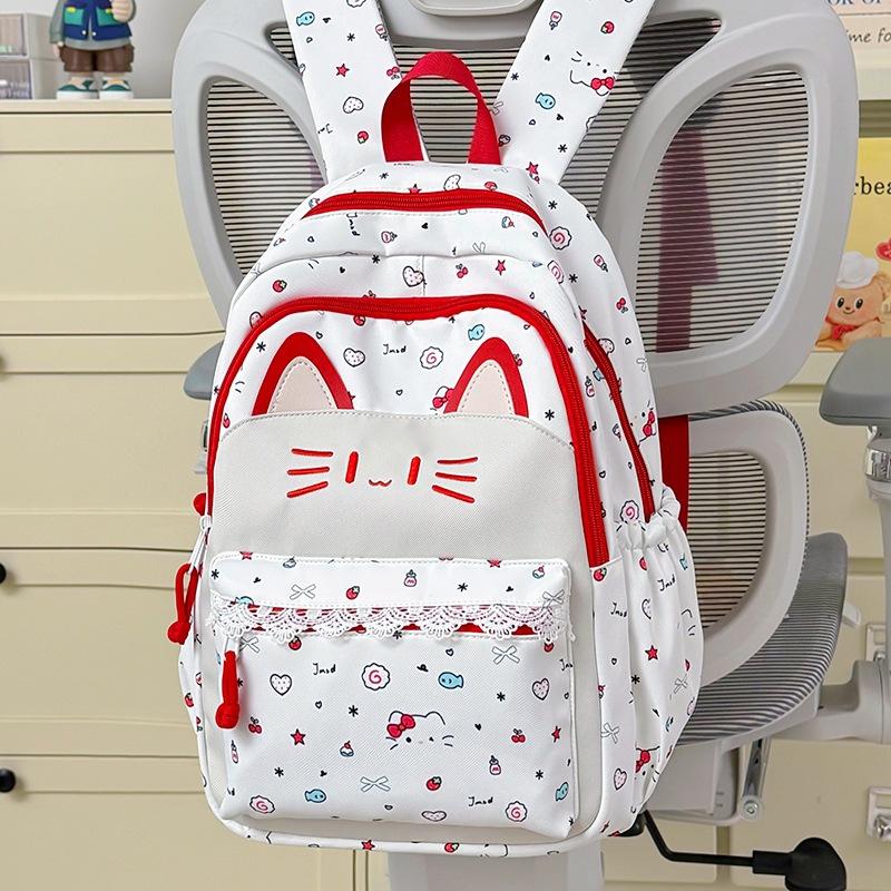 Schoolbag New Cat Shape Backpack Girls High Value Large Capacity Junior High School High School Students Commute Comfortable Leisure Backpack
