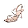 Stiletto Open Toe High Heels Women's Rhinestone Silver Versatile Buckle Strap Women's Sandals