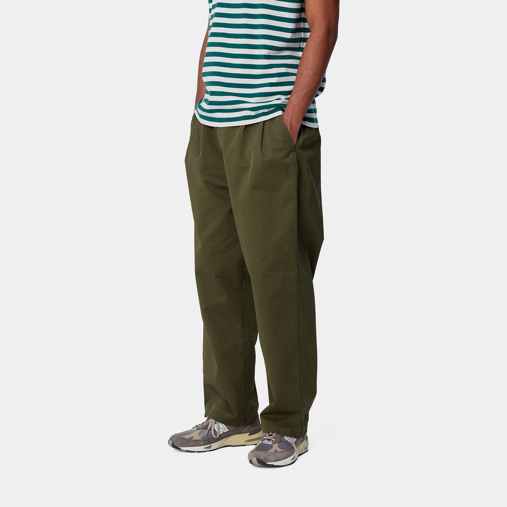 Carhartt WIP SS24 Marv Pant Loose Fit Straight Leg Solid Color Square Label Zipper Casual Pants Men pants Army-Green I033129-1YS-06
