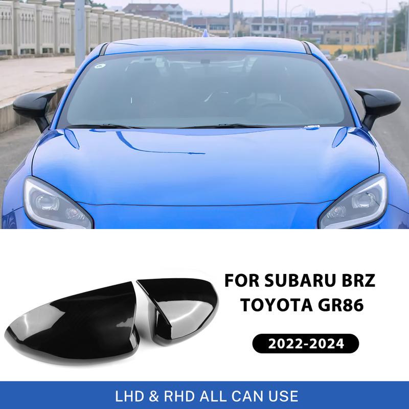 Side Rearview Mirror Cap Wing Mirror Cover For   2024 2025 Subaru BRZ Toyota GR86 Carbon Fiber Style Glossy Black
