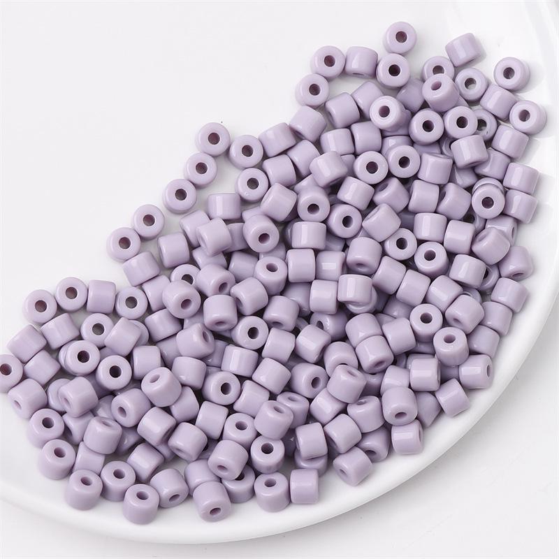 Acrylic Cream Solid Color Small Cylinder Beads for DIY Hairpin, Bracelet, Necklace Jewelry Accessories