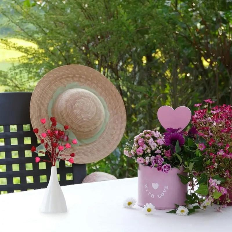 6Pieces Heart Stem Picks Love Heart Artificial Flower Ornaments for Valentine's Day And Wedding Decorations