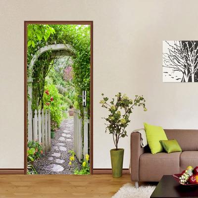 3D Self-adhesive Plants Roads Door Stickers Living Room Bedroom Diy Decorative Home Waterproof Wall Stickers 77x200cm