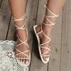 Fashion Sandals Women 2025 Summer New Beach Fashion Sexy Flat Casual Cross-Tie Open Toe Fairy Style Narrow Band Shoes Black Rome Sandals