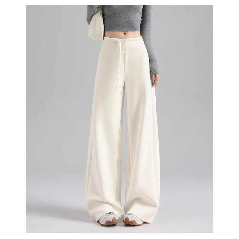 Women's Mid Rise Wide Leg Pants Loose Fit Korean Casual Viscose Trousers Solid Slight Stretch Breathable Walking Bottoms
