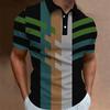 3D Printed Striped Geometric Pattern Men's Polo Shirt