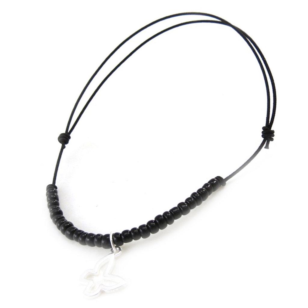 Les Trésors De Lily [J0087] - Silberarmband 'Schmetterling' silbern schwarz - 55x17 mm