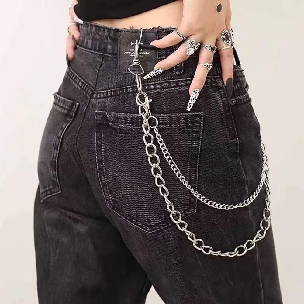 Unisex Retro Punk Metal Waist Chain Pendant - Versatile Hip Hop Style