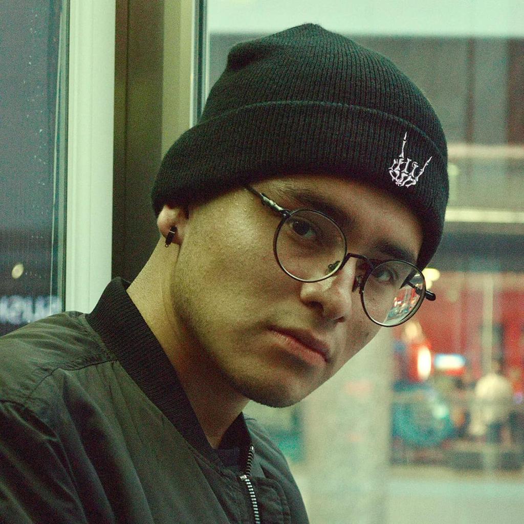 Goth Beanie Mit Schädel Stickerei - Y2K Grunge Style Wintermütze Für Männer & Frauen