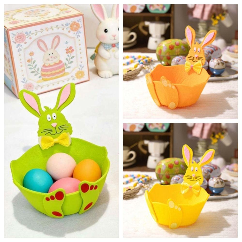 Metal Felt Bunny Basket Cut Easter Storage Case Home Decor Ornaments Rabbit Candy Box Chocolate