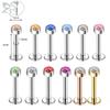 ZS 6-13 STK/LOT 16G Rustfritt Stål Leppe Labret Piercingsett Krystall Monroe Leppepiercing Øre Tragus Helix Bruskpiercing 6/8/10mm