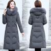 Women Winter Temperament Elegant Long Embroidered Warm Coat Solid Color Hooded Slim Jacket