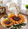 Realistic Sunflower Round Area Rug Vivid Floral Pattern Non-Slip Floor Carpet for Living Rooms Natural Home Decor Areas