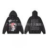 Mens Oversized Hooded Sweatshirt With Vintage Graphic Print Cotton Blend Casual Pullover Fall