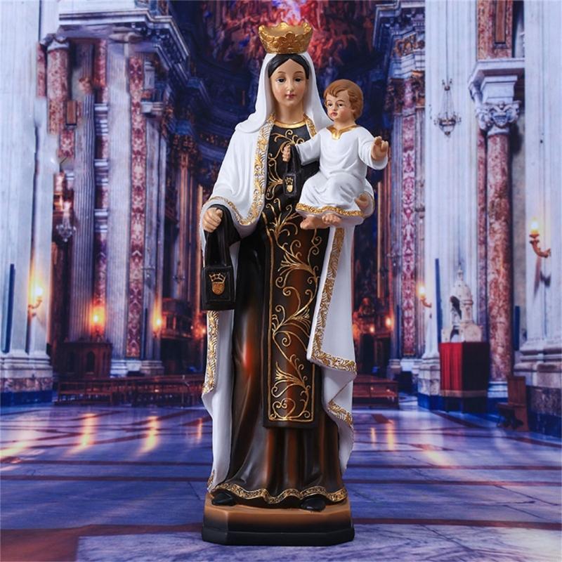 62KD Timelessly Mother With Child Statue Premium Resin Countertops Religious Decors
