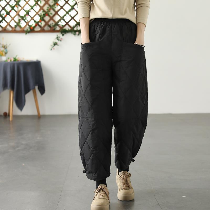 Women's Winter Artistic Elastic Waist Thermal Pants Cold-Resistant Plus Size Casual Harem Pants