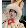 Cute Bear Hat Gloves Three In One Scarf Plush Hat for Women In Winter Riding Easy Outdoor High End Warm Hat