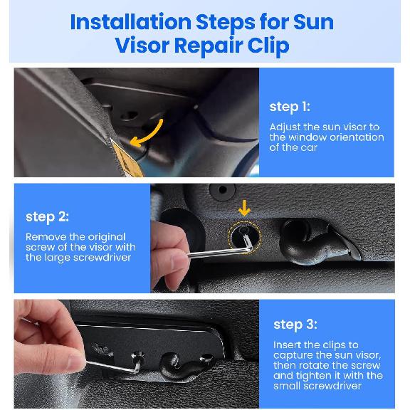 Sun Visor Repair Kit,Upgrade Wrangler Visor Repair Kit Aluminum Alloy Sun Visor Clips Replacement for Jeep Wrangler JK 2018/Wrangler 2018-/Gladiator