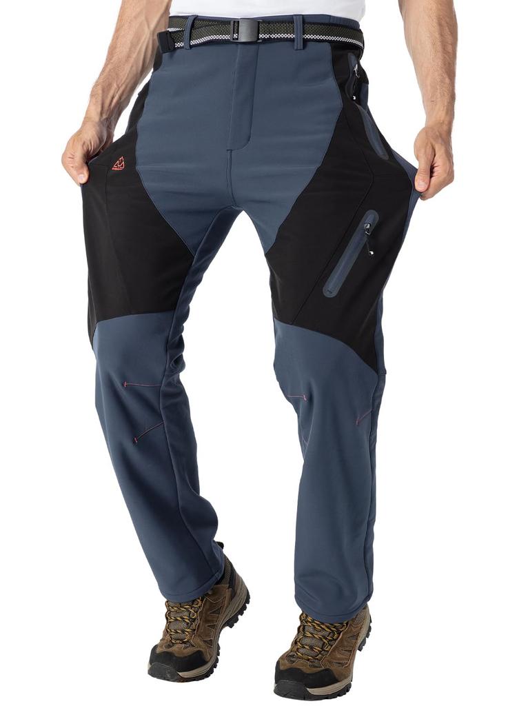 Gopuune Hiking Outdoor Climbing Pants for Cold and Abrasion Resistance for Fall and Winter Size Men's Fleece-Lined Pants, Windproof, Water-Repellent,