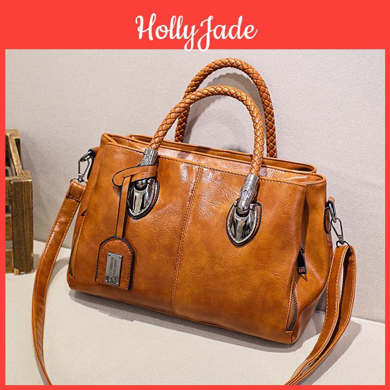 Leather Oil European Waxed Vintage Womens Handbag Large Capacity Multicompartment New Fashion Shoulder Bag And Crossbody Bag