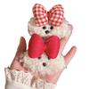 Cute Teddy Dog Plush Hair Clip With Red Blue Bowknot Cartoon Side Bangs Clip Hair Accessory For Girls Children Daily Wear