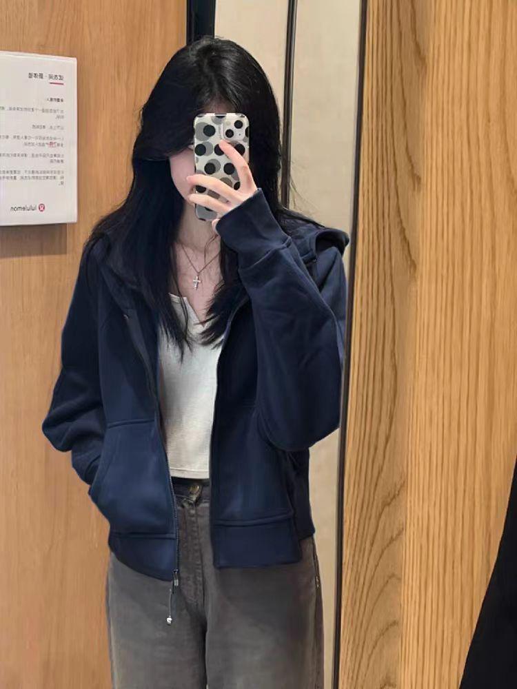 

Женский Ретро Уличный Укороченный Свитшот с Капюшоном - Шикарный Весенний Свободный Тонкий Жакет/Кардиган Топ L