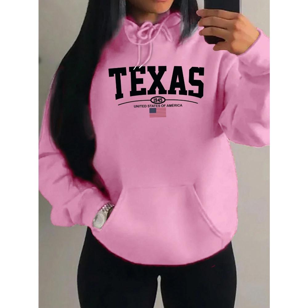 Texas Usa City Art Letter 1945 Print Women Hoody Harajuku Loose Hoodies Casual Street Y2K Sportswear Clothes