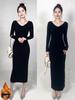 Velvet Warm Solid Color Elegant Slimming Socialite Dress
