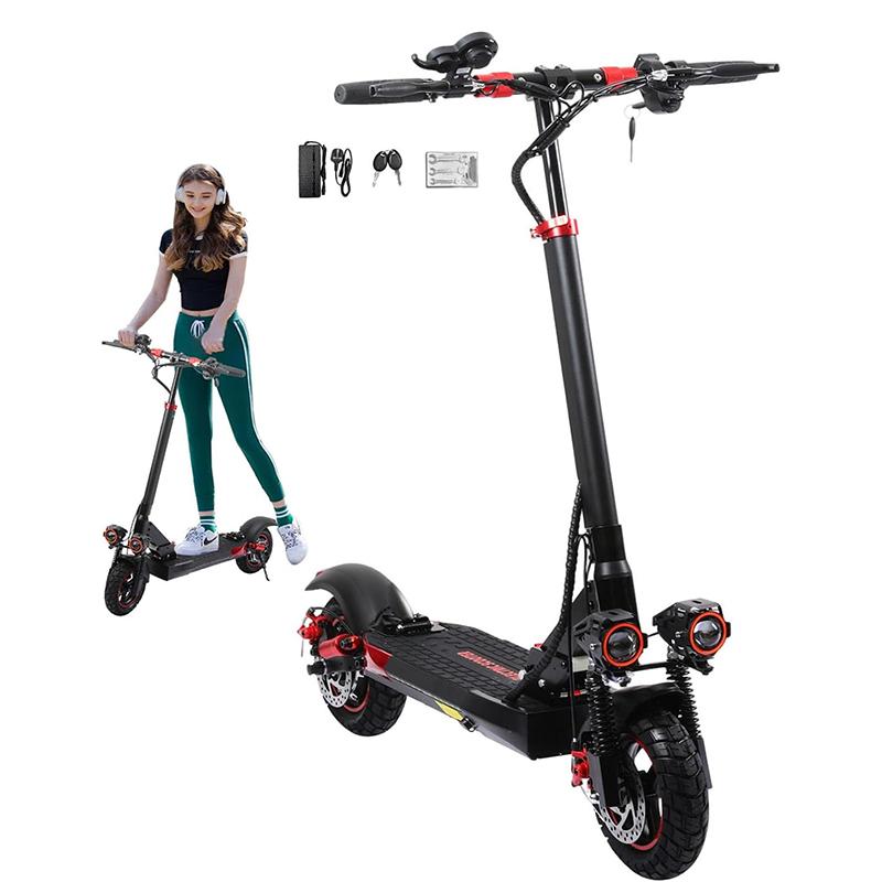 Foldable Adult Electric Scooter with Seat 48V15AH Up to 55KM Range,10" All-Terrain Tire IP54 Dual Disc Brake Cruise Control