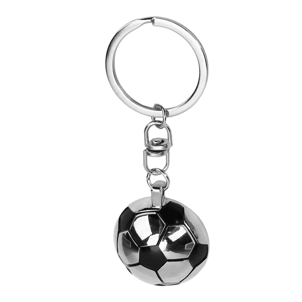 Half Soccer Keychain Stainless Steel Sports Ball Key Chain Backpack Accessory for Boys Girls Fans