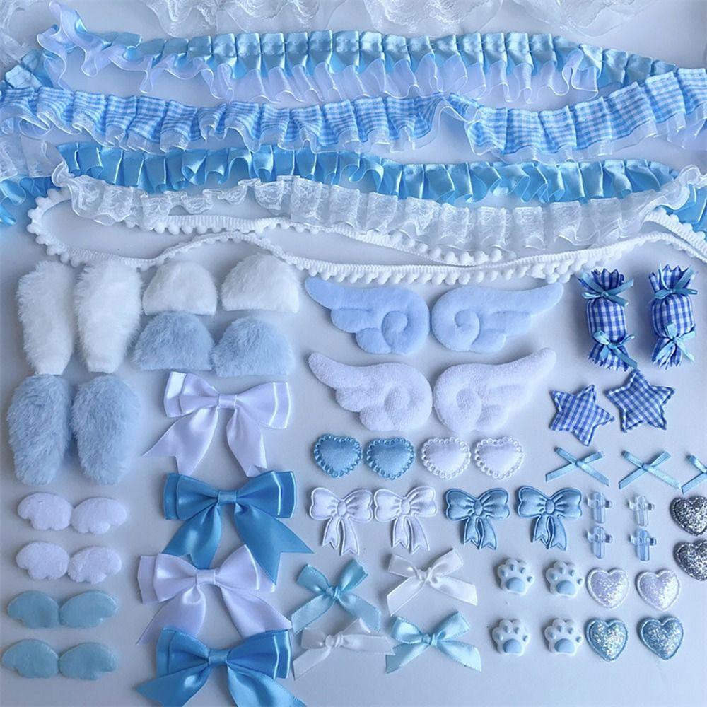40Pcs/Set Pink Handmade Material Pack Pain Bag Bow Lace Accessories Set Colorful Material Pack Set