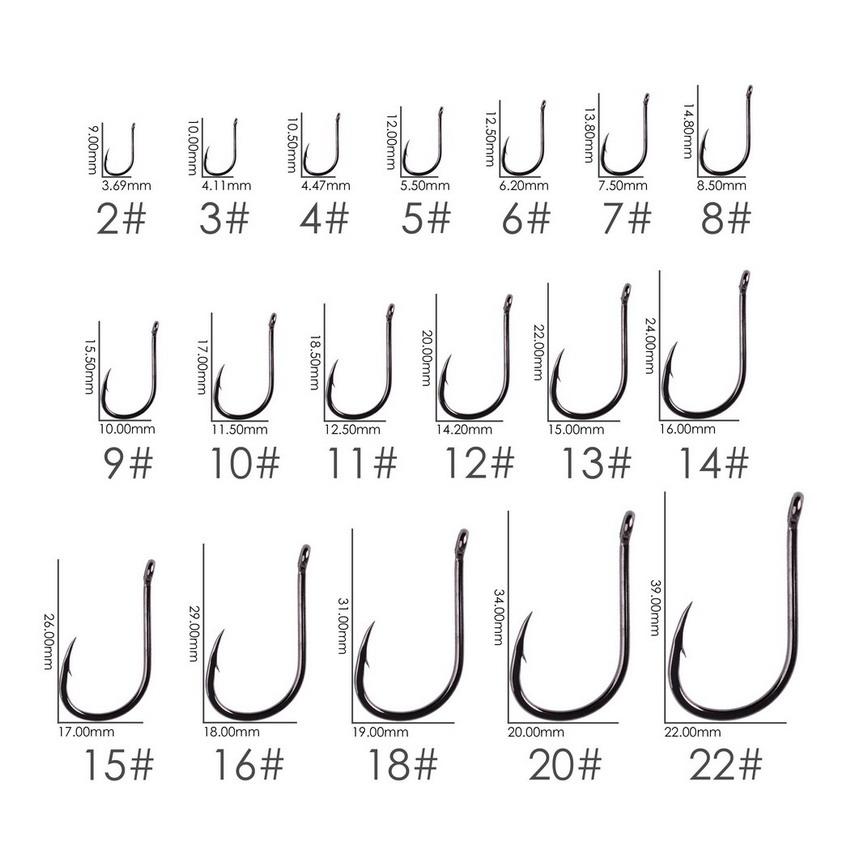 100pcs/Box Fishing Hooks Iseama Circle Carp Eyed Fishing Hook Set Size 2-15# Ring Eye Japan Fishhooks Single Jig Hook
