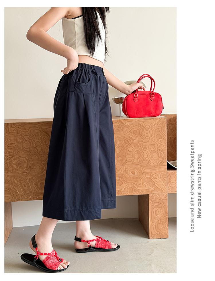 Girls' pants 2026 new stylish casual loose mid size children's thin and versatile girls' cropped pants summer
