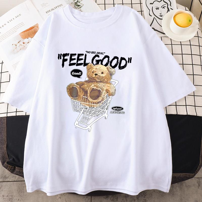 Neues Cartoon Bär Kurzarm T-Shirt Damen Herren Lockeres Oberteil Mode Koreanischer Stil Tee