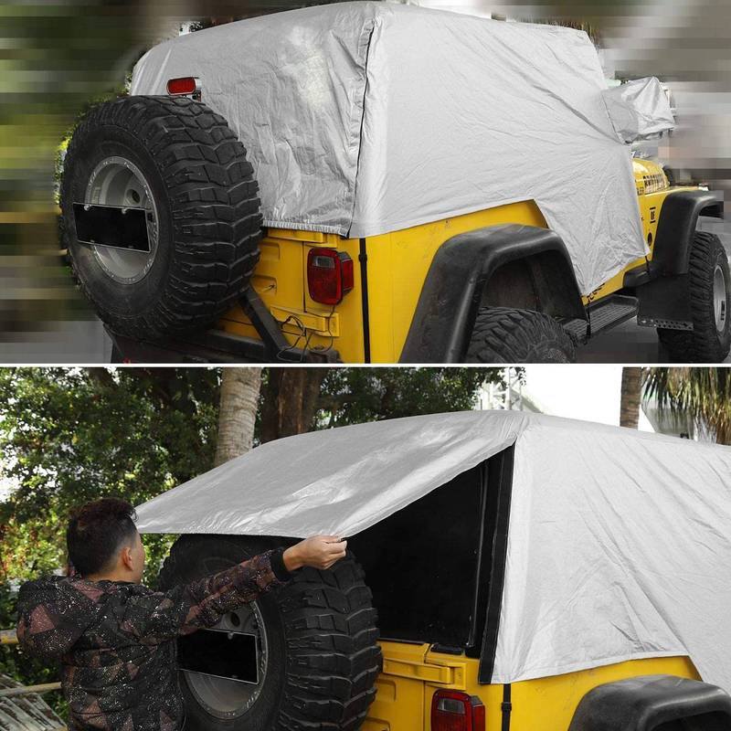 Sonnenschutzabdeckung, Für Jeep Wrangler TJ 1997-2006 Schnee-Regen-Abdeckung Wetterfeste Autoabdeckung Karosserie Staubdicht UV-Schutz-A87Q