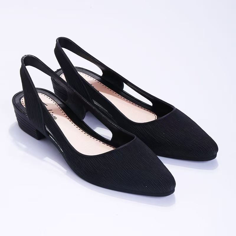 Women's Summer New Low Heel Slip On Sandals Soft sole Non Slip Waterproof Shallow Pointed Toe Match Skirt Sandals Beach Sandals