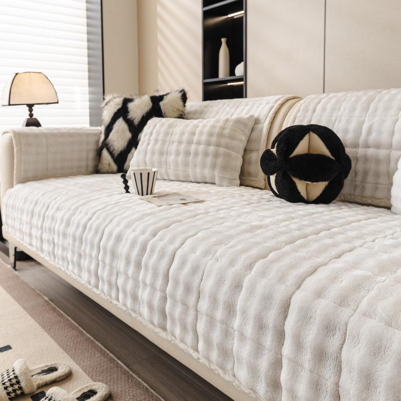Plush Thickened Sofa Cover Four Seasons Universal Anti Slip Furniture Protector For Living Room Soft Comfortable Couch Cushion