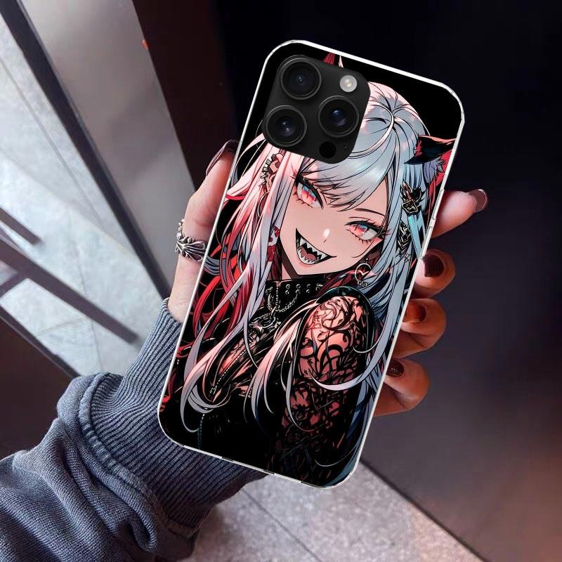 

Cartoon Cool Demon Girl Phone Case For iPhone 17 Air 16 15 Pro Max 14 Plus 13 Mini 12 11 Cover 7 8 SE Silicone Shell Print Funda iPhone 13