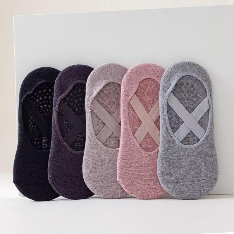 3 Pairs/5 Pairs/1 Pair Yoga Socks Women Cotton Silicone Non-slip Pilates Grip Towel No-Show Barre Breathable Bandage Sports Sock