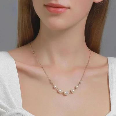 Colier de Perle pentru Femei Pandantiv Lanț de Gât Simplu Margele Culoare Aurie Farmec Choker Bijuterii pe Gât Accesorii Guler pentru Femei