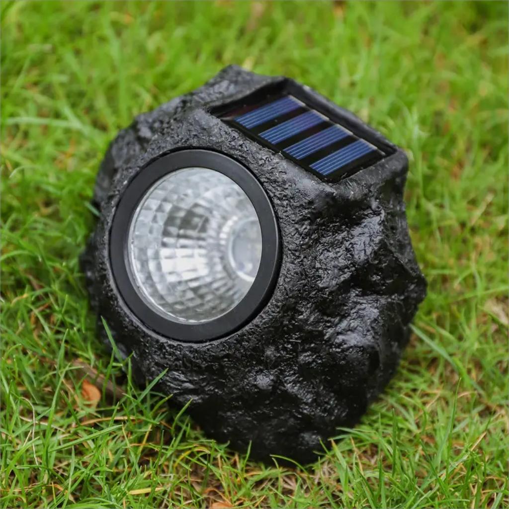 1PC Solar Outdoor Lights 4 Small LED Beads Garden Waterproof Faux Stone Spotlights for Patio Lawn Landscape Decoration Lamp