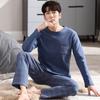 2023 Men's Cotton Pajamas: Long Sleeve Loose Fit for Spring, Autumn, and Winter with Print Design