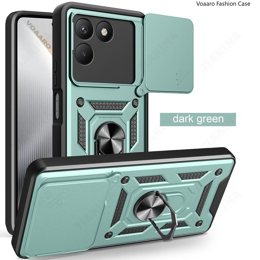 Slide Lens Armor Funda for Tecno Pova 7 4G Case for Tecno Pova 7 4G LJ6 Case Magnetic Ring Stand Holder Cover Shockproof Capa