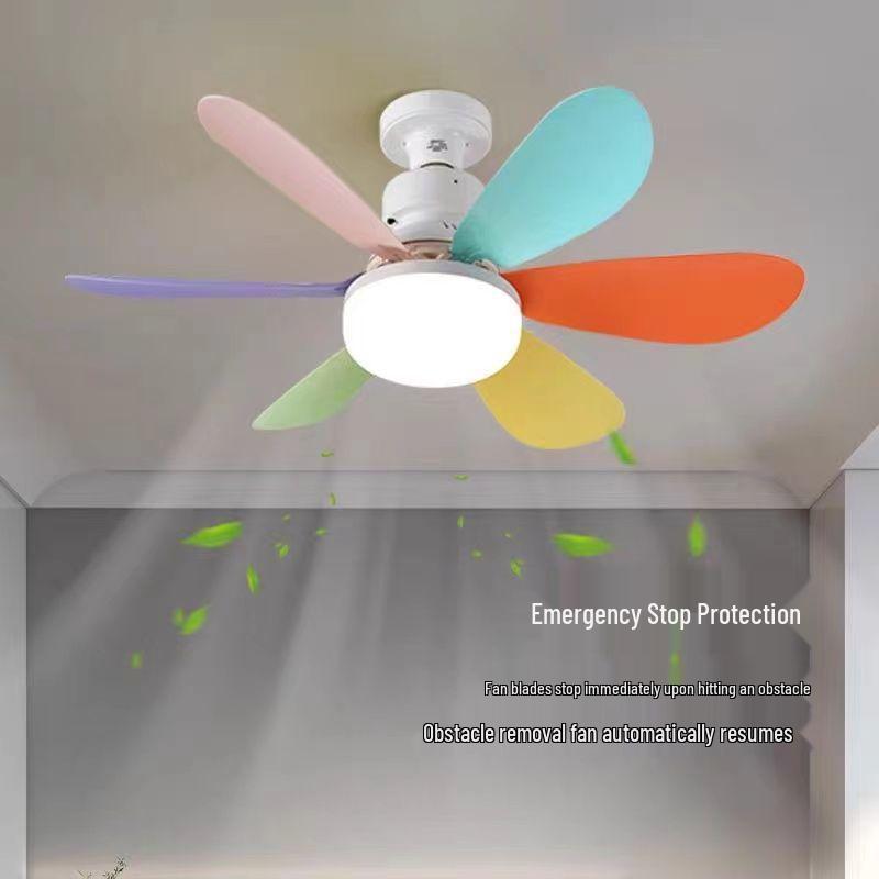 Silent Flower Pattern LED Ceiling Fan with E27 Base, Six Detachable Blades for Home, Bedroom, and Living Room.