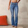 Nouveau jean évasé stretch vintage pour femme, pantalon en denim délavé taille moyenne avec jambe légèrement évasée pour le style de rue printanier