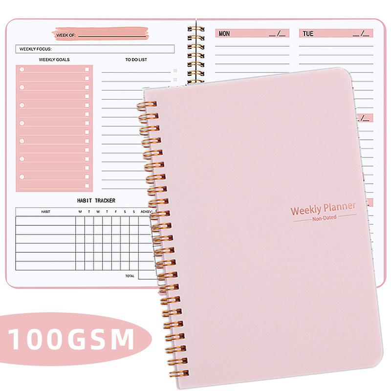 Weekly English Planner: 52-Week Cross-Border Spiral Notebook