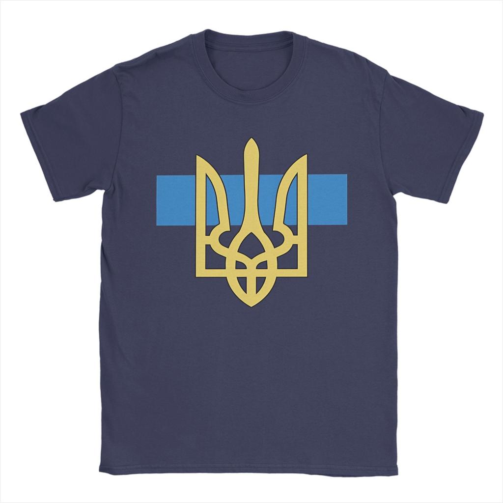 Ukraine Tryzub TShirt Men Vintage Cotton Tees Round Neck Short Sleeve T Shirts Plus Size Clothes